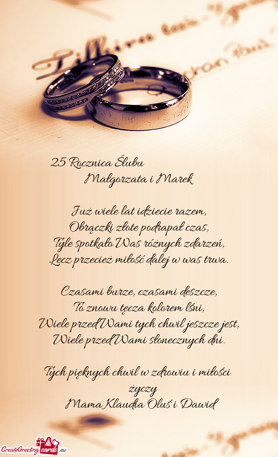 25 Rocznica Ślubu        Małgorzata i Marek