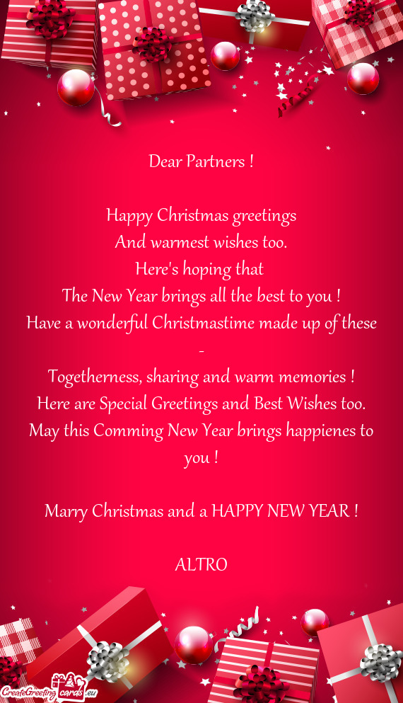 And warmest wishes too