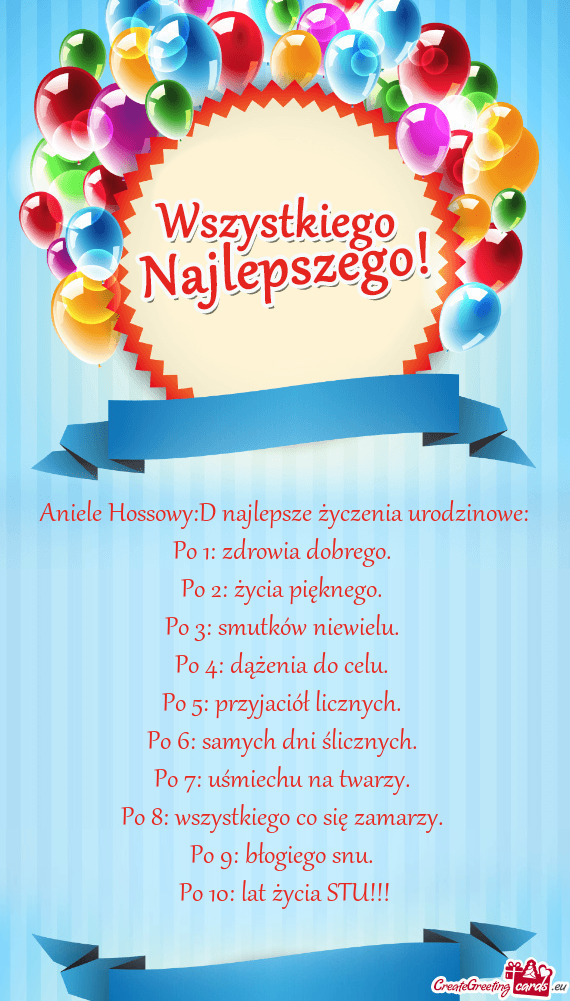 Aniele Hossowy:D najlepsze życzenia urodzinowe