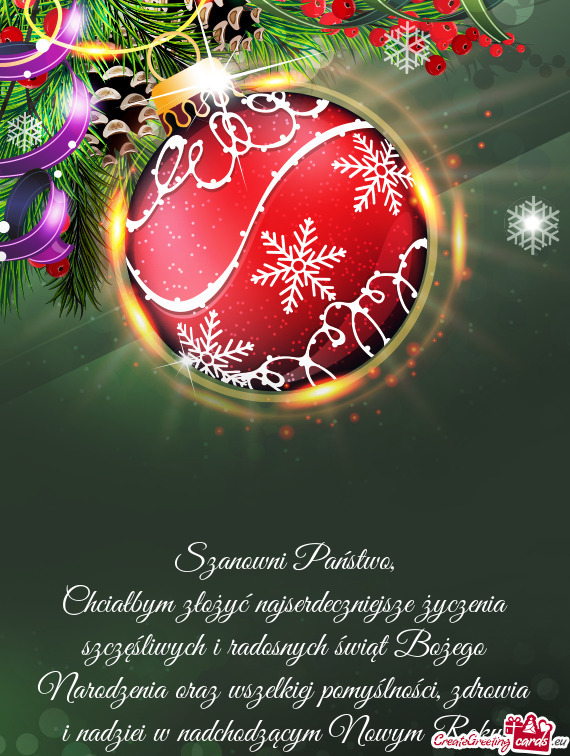 Chciałbym złożyć najserdeczniejsze życzenia szczęśliwych i radosnych świąt Bożego Narodzen