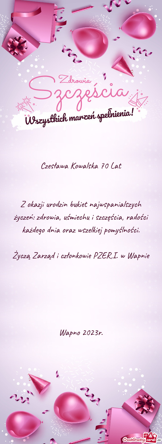 Czesława Kowalska 70 Lat