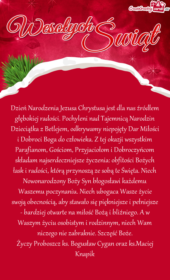 Dzień Narodzenia Jezusa Chrystusa jest dla nas źródłem głębokiej radości. Pochyleni nad Tajem