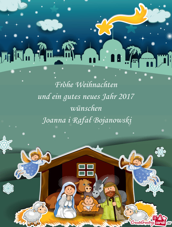 Frohe Weihnachten
 und ein gutes neues Jahr 2017
 wünschen
 Joanna i Rafał Bojanowski
