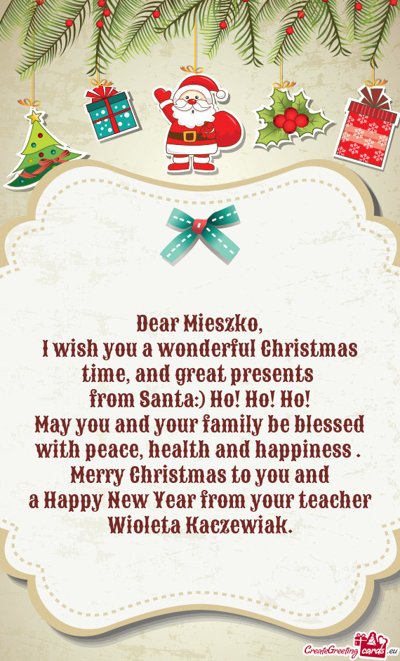 I wish you a wonderful Christmas time, and great presents