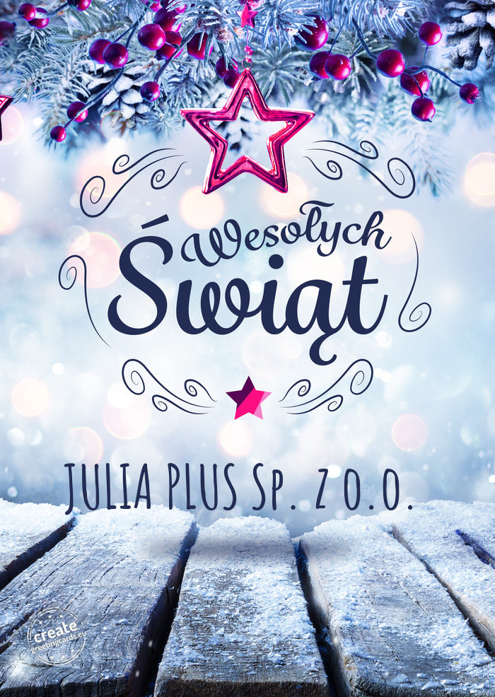 JULIA PLUS Sp. z o.o. Wesołych Świąt