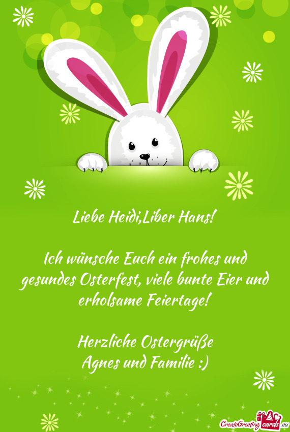 Liebe Heidi,Liber Hans