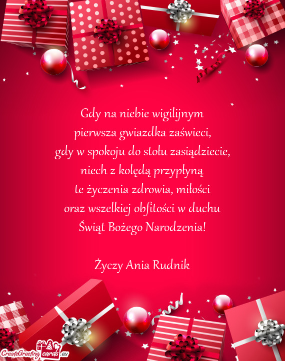 Miłości oraz wszelkiej obfitości w duchu Świąt Bożego Narodzenia! Ania Rudnik