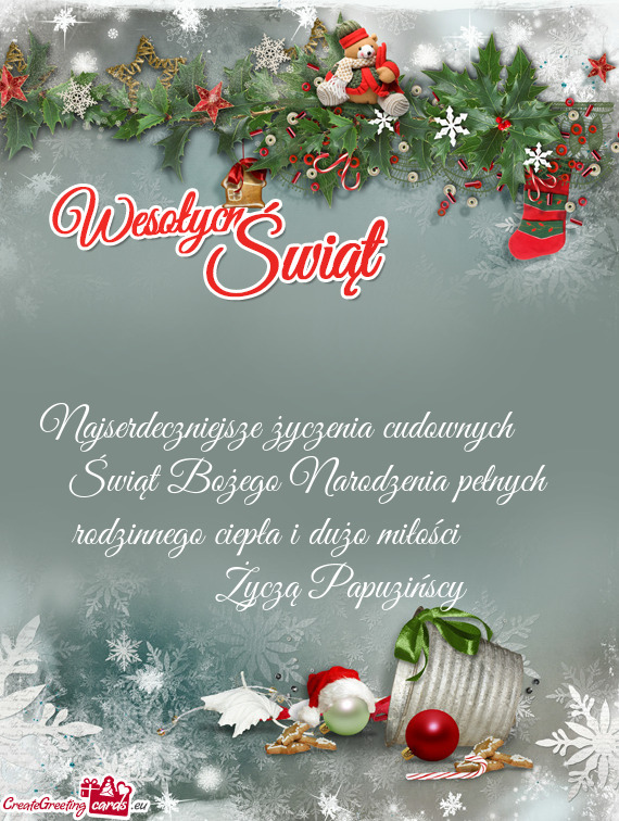 Najserdeczniejsze życzenia cudownych  Świąt Bożego Narodzenia pełnych rodzinnego ciepła i