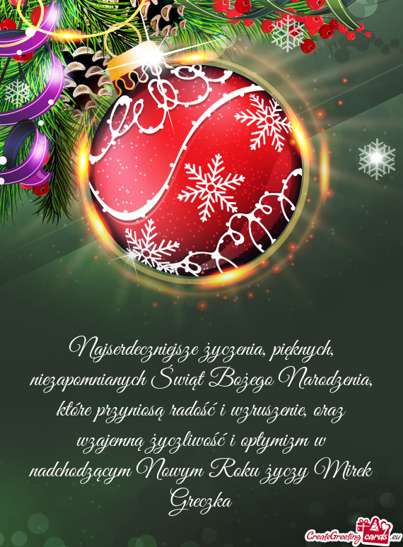 Najserdeczniejsze życzenia, pięknych, niezapomnianych Świąt Bożego Narodzenia, które przynios