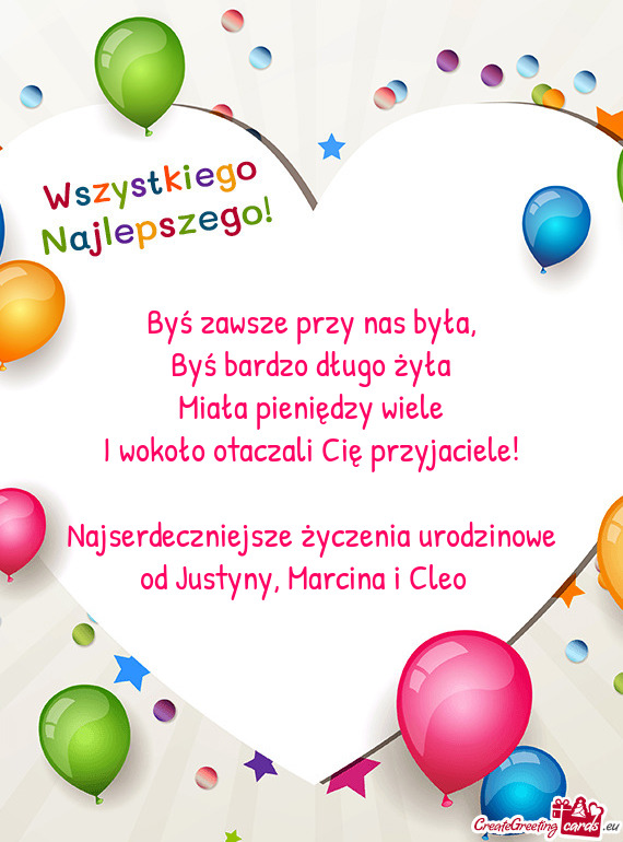 Najserdeczniejsze życzenia urodzinowe od Justyny, Marcina i Cleo ❤