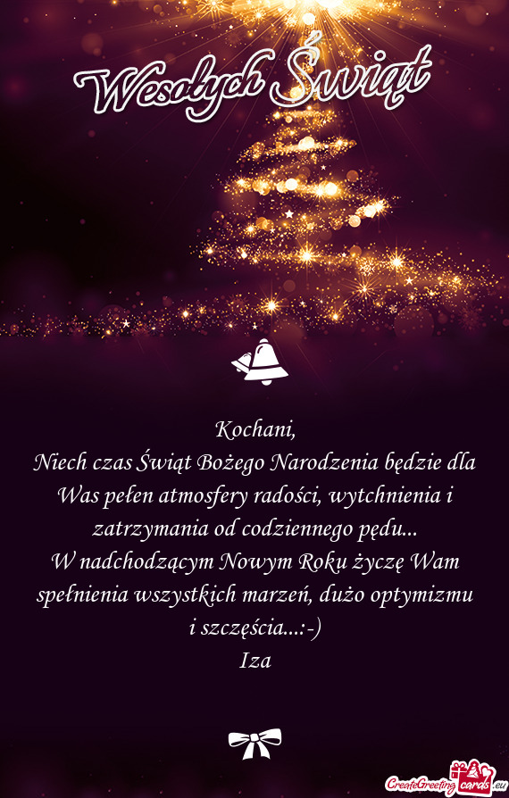 Niech czas Świąt Bożego Narodzenia będzie dla Was pełen atmosfery radości, wytchnienia i zatrz