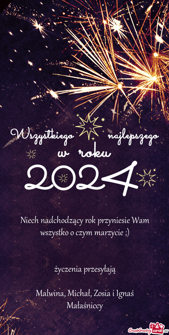 Niech nadchodzący rok przyniesie Wam wszystko o czym marzycie ;)