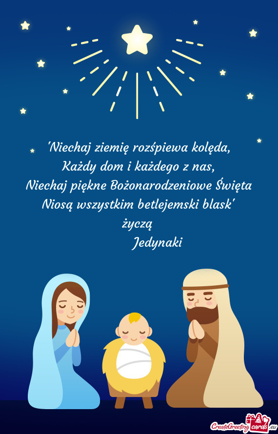 Niechaj piękne Bożonarodzeniowe Święta
 Niosą wszystkim betlejemski blask"
 życzą