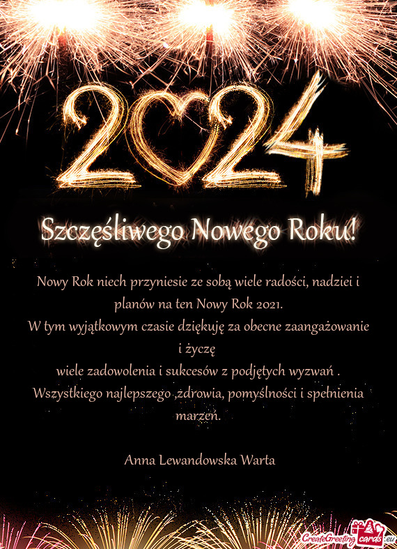 Nowy Rok niech przyniesie ze sobą wiele radości, nadziei i planów na ten Nowy Rok 2021