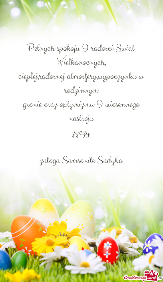 Pelnych spokoju I radosci Swiat Wielkanocnych