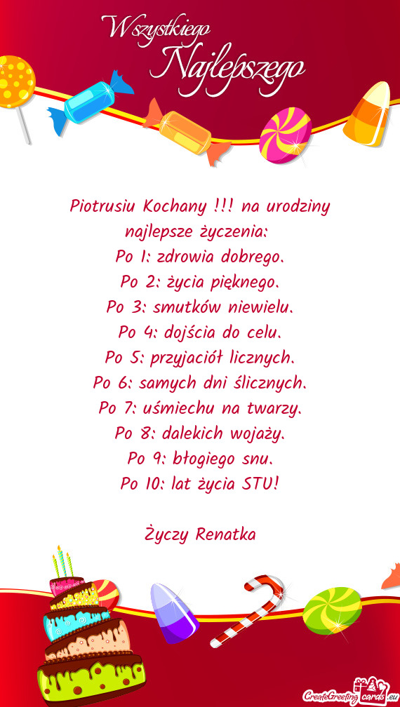 Piotrusiu Kochany !!! na urodziny najlepsze życzenia