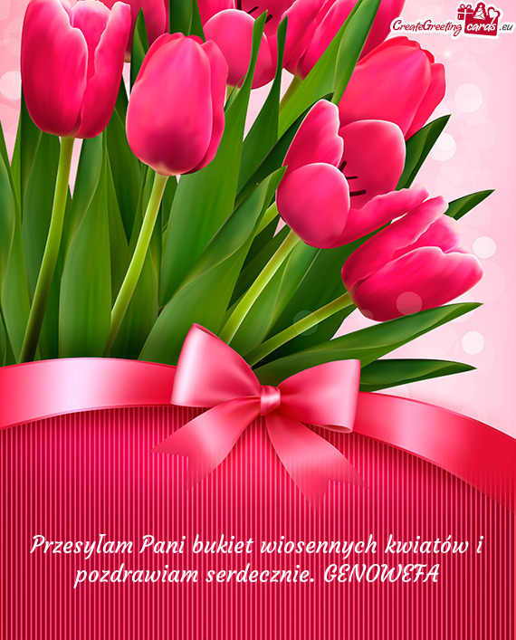 Przesyłam Pani bukiet wiosennych kwiatów i pozdrawiam serdecznie. GENOWEFA