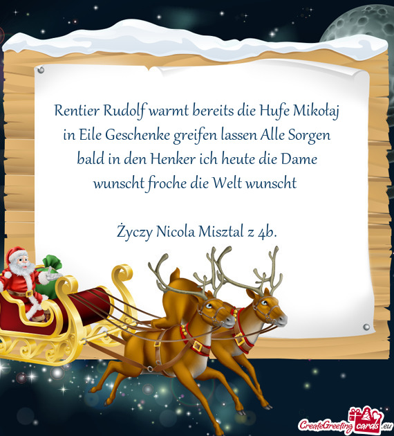 Rentier Rudolf warmt bereits die Hufe Mikołaj in Eile Geschenke greifen lassen Alle Sorgen bald in