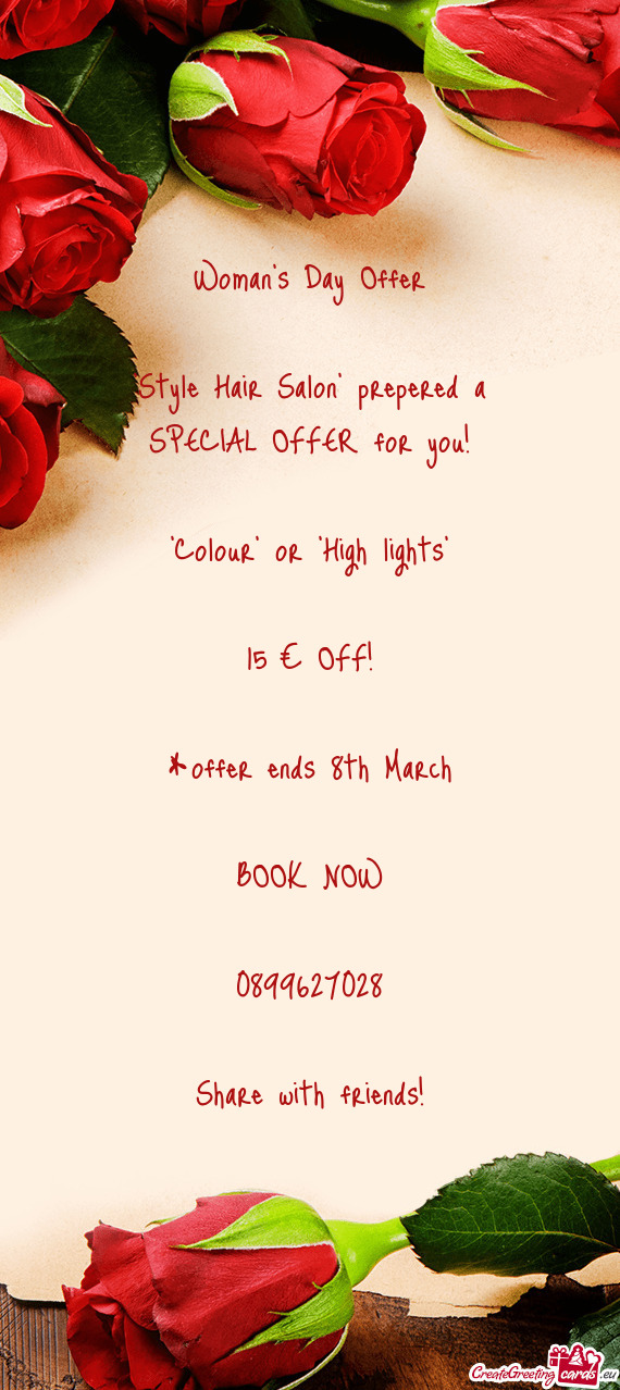 "Style Hair Salon" prepered a SPECIAL OFFER for you
