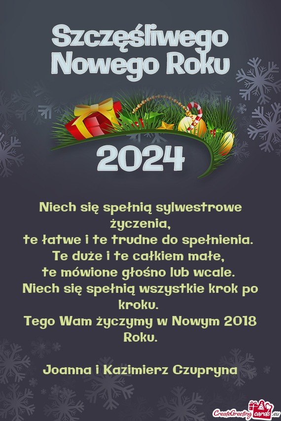 Tego Wam życzymy w Nowym 2018 Roku