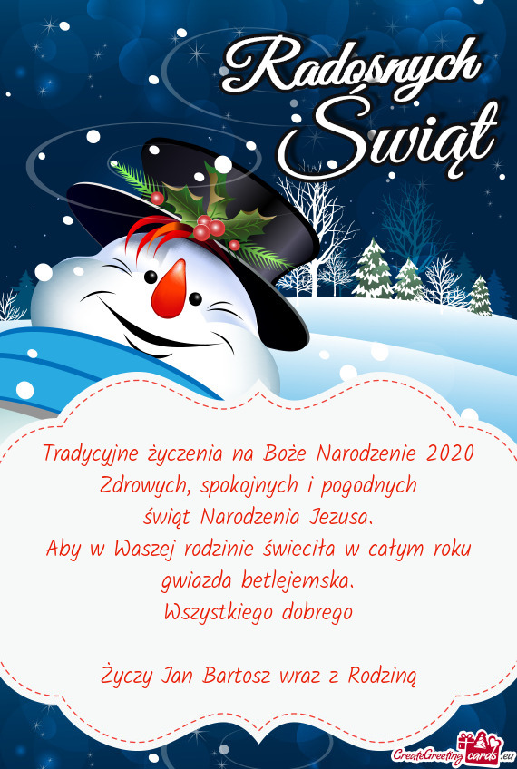 Tradycyjne życzenia na Boże Narodzenie 2020