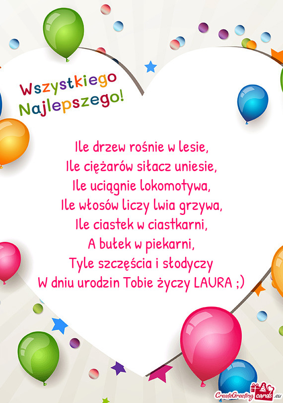 W dniu urodzin Tobie życzy LAURA ;)