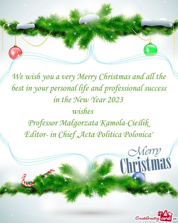 We wish you a very Merry Christmas and all the best in your personal life and professional success i