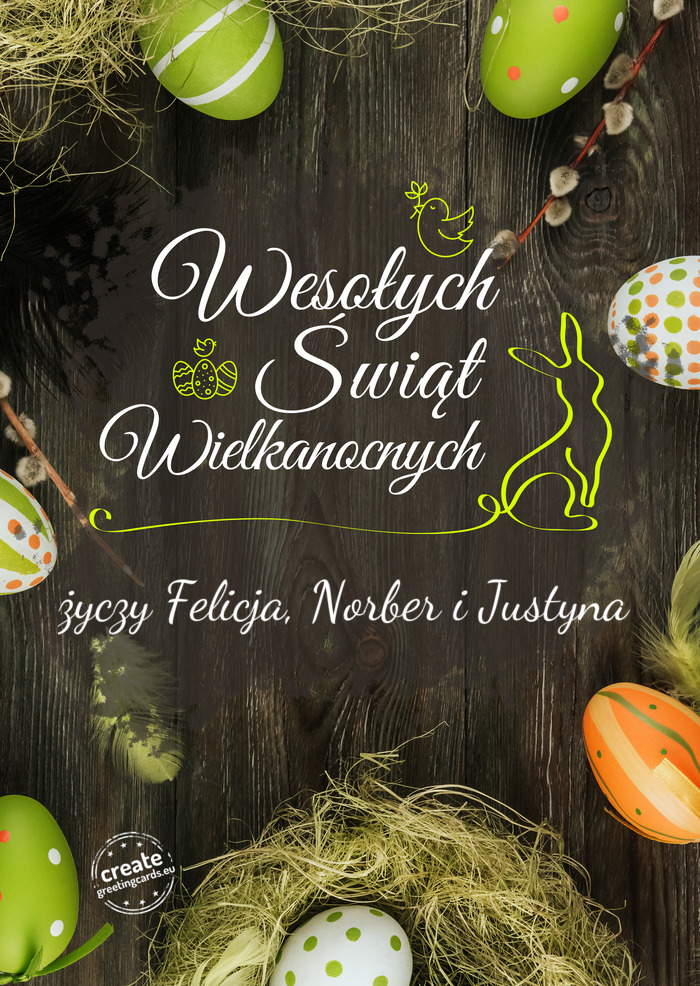 Wesołego Świat Wielkanocnych Felicja, Norber i Justyna