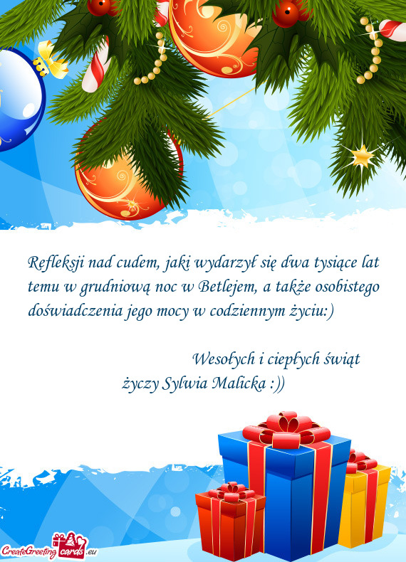 Wesołych i ciepłych świąt życzy Sylwia Malicka :))