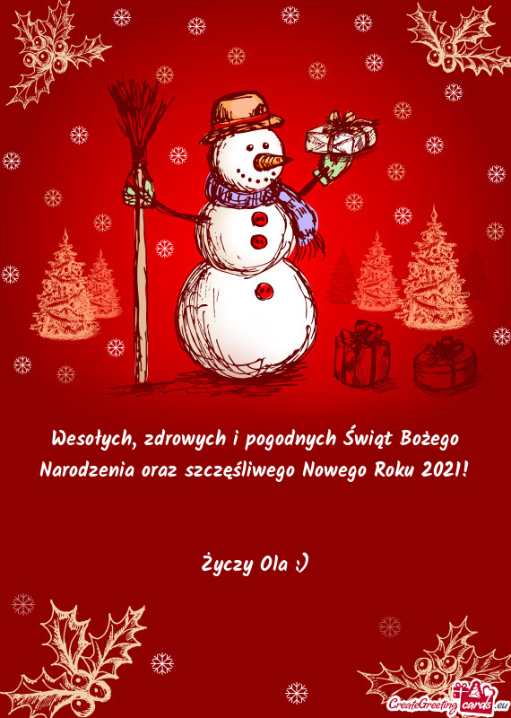 Wesołych, zdrowych i pogodnych Świąt Bożego Narodzenia oraz szczęśliwego Nowego Roku 2021