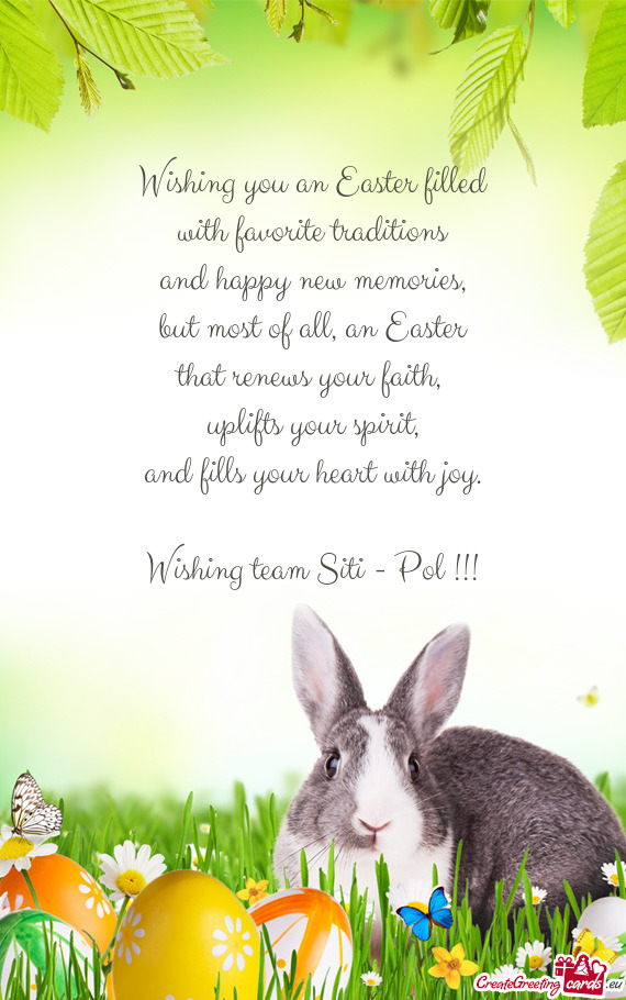 Wishing you an Easter filled