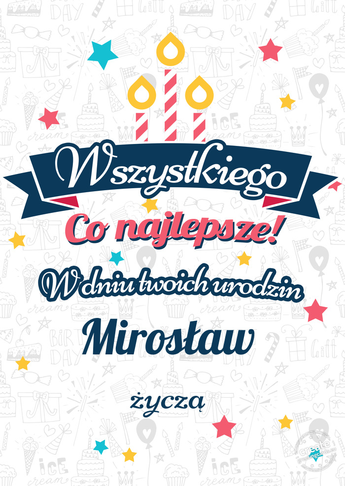 Wszystkiego najlepszego Mirosław z okazji urodzin życzą
