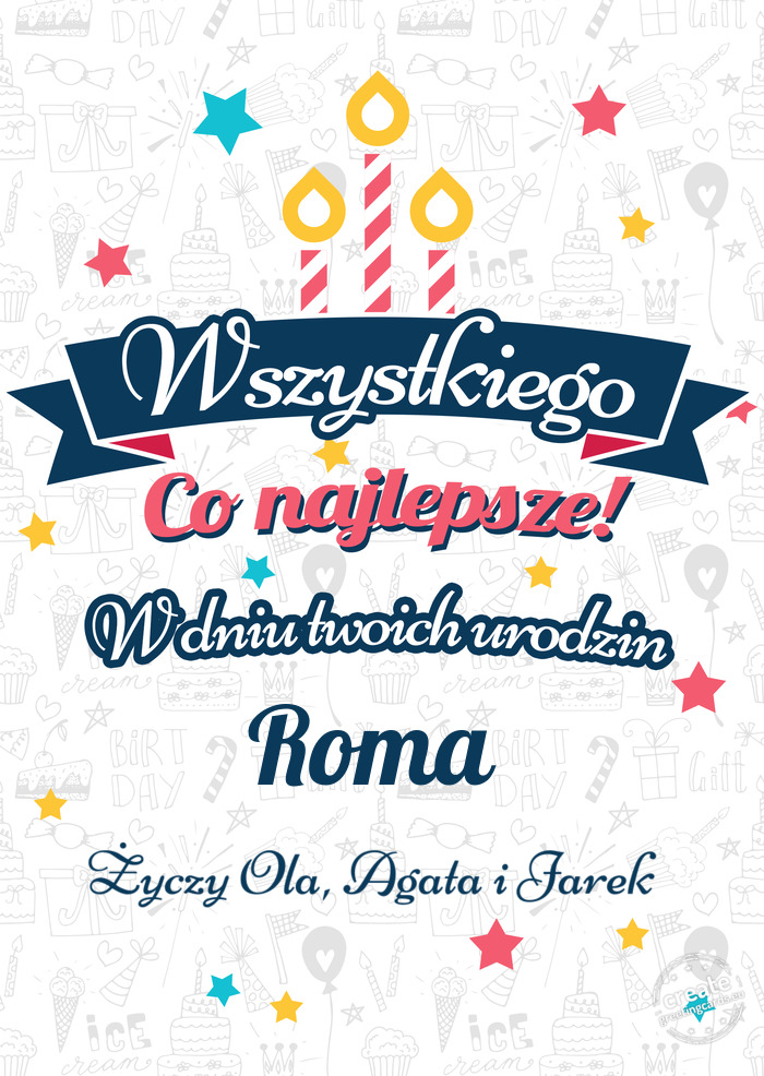 Wszystkiego najlepszego Roma z okazji urodzin Ola, Agata i Jarek