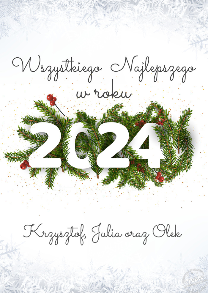 Wszystkiego najlepszego w nowym roku Krzysztof, Julia oraz Olek
