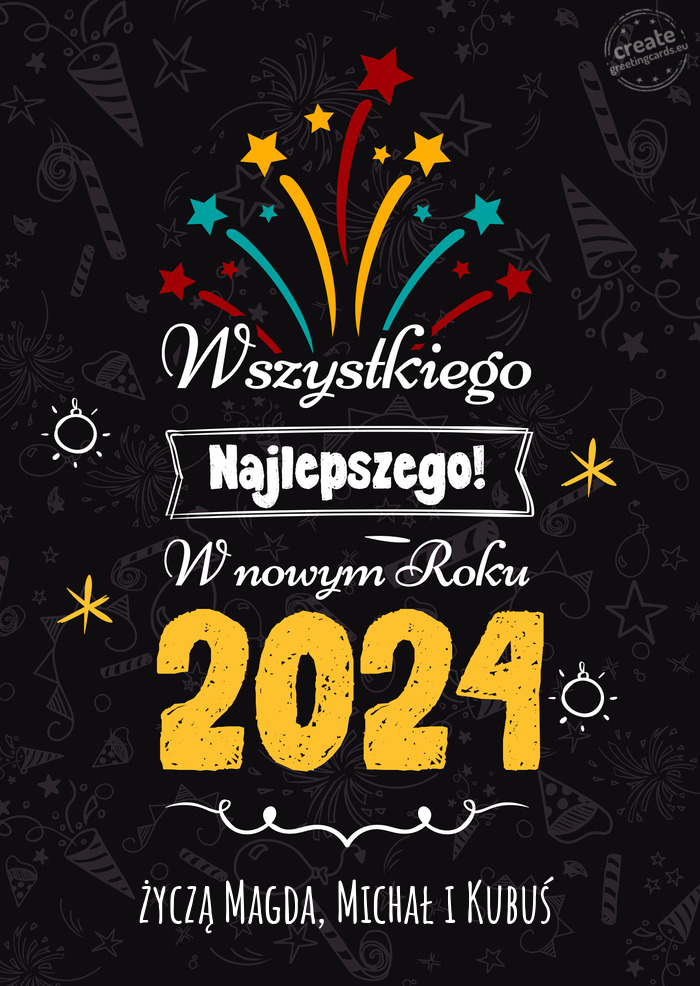 Wszystkiego najlepszego w nowym roku, życzą Magda, Michał i Kubuś