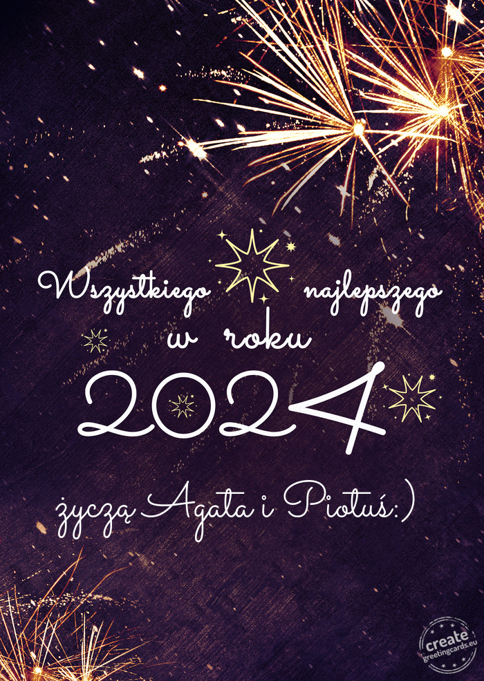 Wszystkiego najlepszego w roku życzą Agata i Piotuś:)