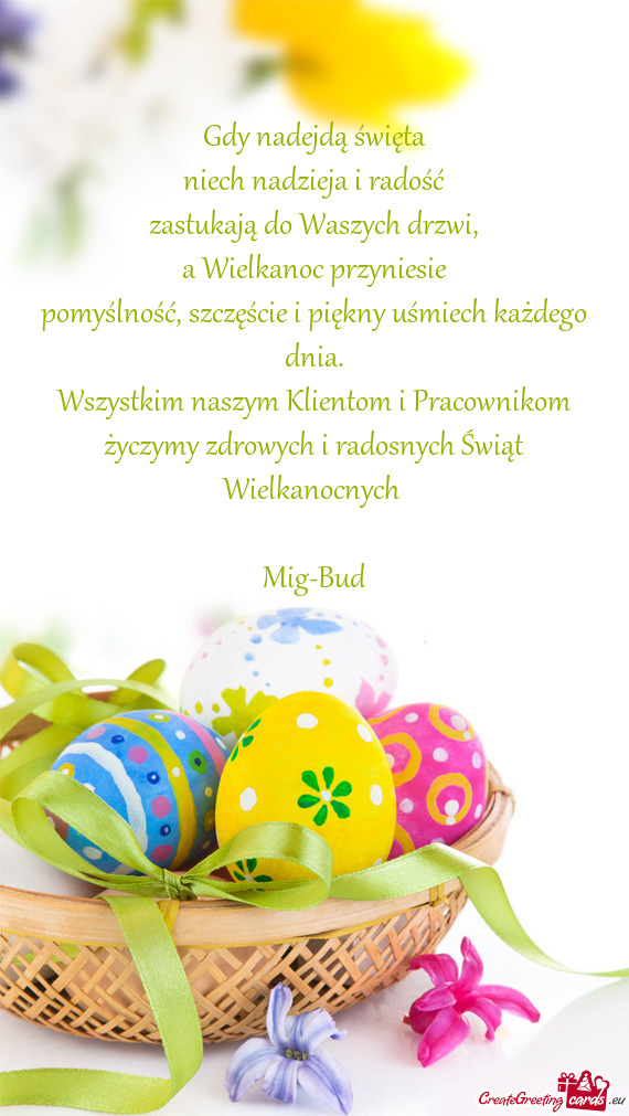 Wszystkim naszym Klientom i Pracownikom życzymy zdrowych i radosnych Świąt Wielkanocnych