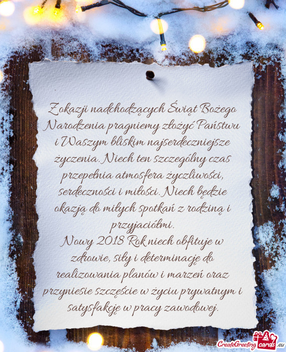 Z okazji nadchodzących Świąt Bożego Narodzenia pragniemy złożyć Państwu i Waszym bliskim naj