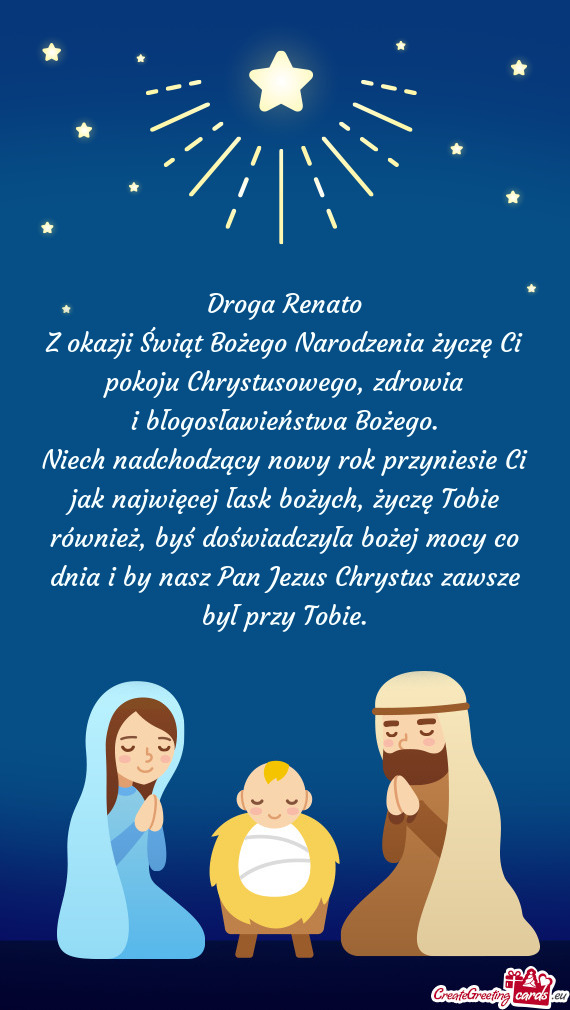 Z okazji Świąt Bożego Narodzenia życzę Ci pokoju Chrystusowego, zdrowia