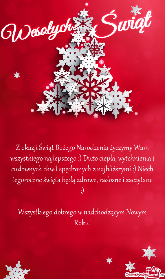 Z okazji Świąt Bożego Narodzenia życzymy Wam wszystkiego najlepszego :) Dużo ciepła, wytchnien