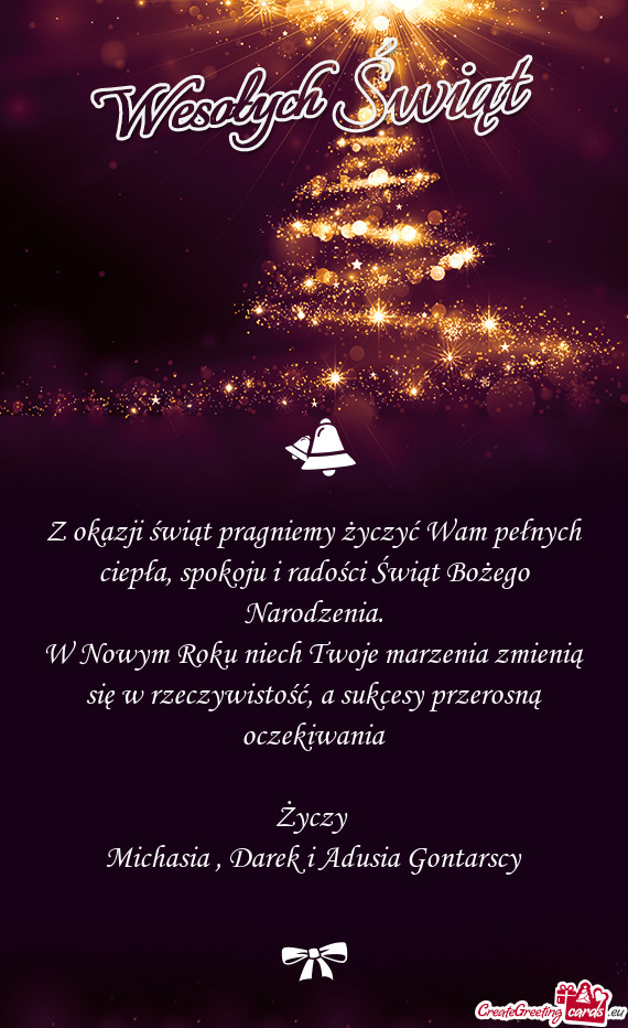 Z okazji świąt pragniemy życzyć Wam pełnych ciepła, spokoju i radości Świąt Bożego Narodze