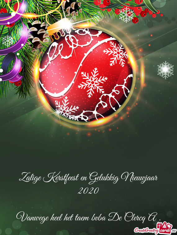 Zalige Kerstfeest en Gelukkig Nieuwjaar 2020