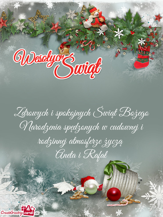 Zdrowych i spokojnych Świąt Bożego Narodzenia spędzonych w cudownej i rodzinnej atmosferze życz