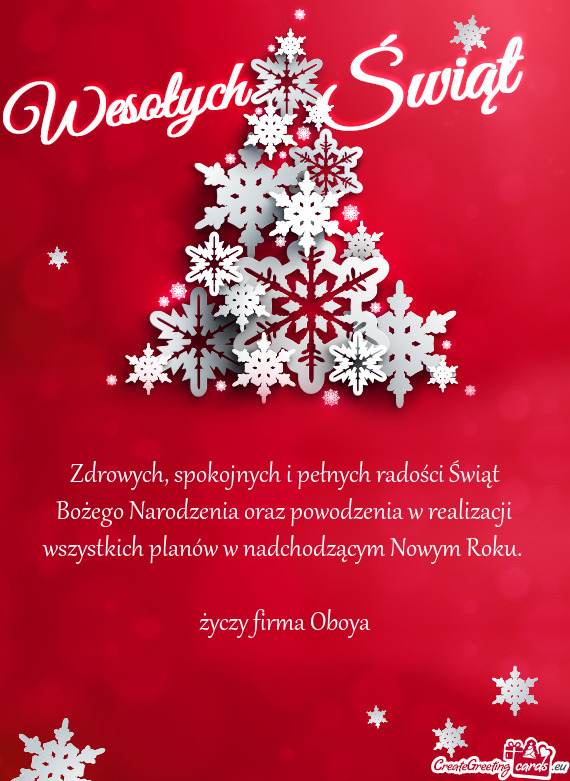 Zdrowych, spokojnych i pełnych radości Świąt Bożego Narodzenia oraz powodzenia w realizacji wsz