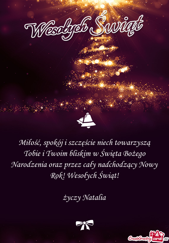 Zez cały nadchodzący Nowy Rok! Wesołych Świąt! Natalia