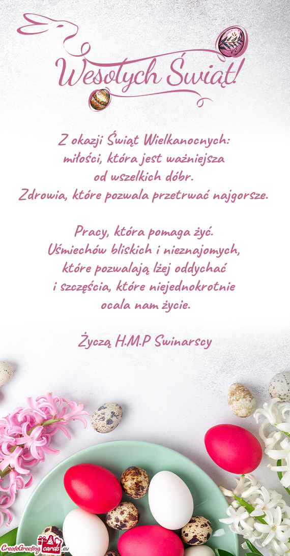 Życzą H.M.P Swinarscy