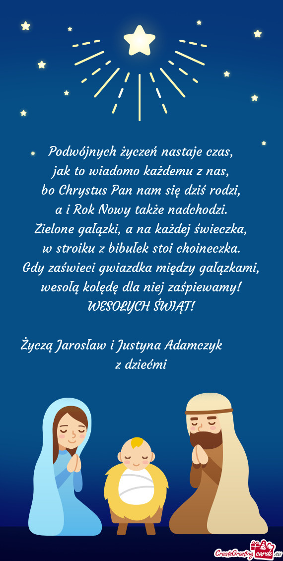 Życzą Jarosław i Justyna Adamczyk   z dziećmi