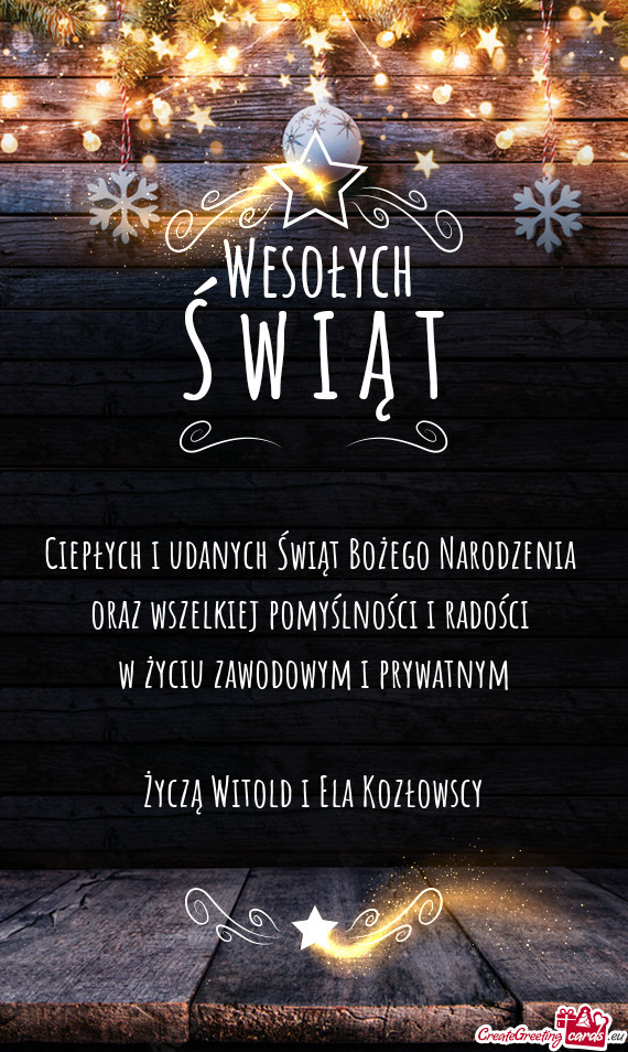 Życzą Witold i Ela Kozłowscy