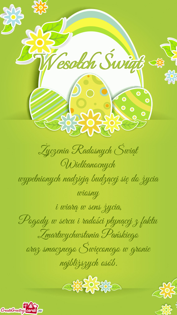 Życzenia Radosnych Świąt Wielkanocnych  wypełnionych nadzieją budzącej