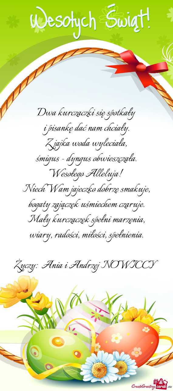 Życzy: Ania i Andrzej NOWICCY
